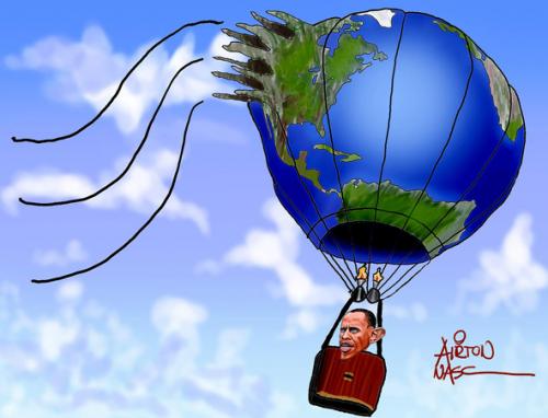 Cartoon: world crisis (medium) by Airton Nascimento tagged wolrd,crisis,obama