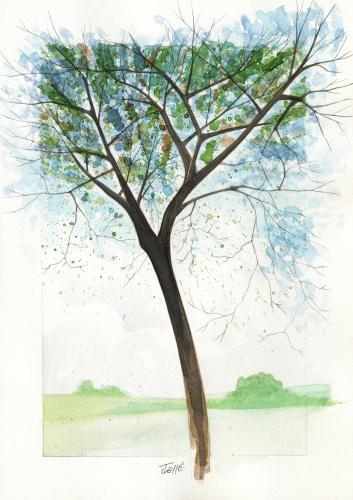 Cartoon: Tree3 (medium) by Jesse Ribeiro tagged nature,landscape,tree,watercolor,illustration