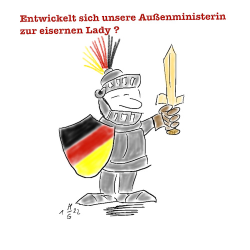 Cartoon: Baerbock zeigt Stärke gegenüber (medium) by legriffeur tagged deutschland,legriffeur61,außenpolitik,außenministerin,baerbock,diegrünen,russland,putin,ukraine,ukrainekonflikt,europa,natu