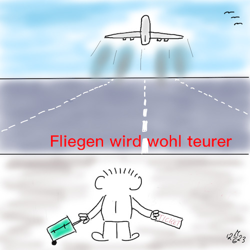 Cartoon: Fliegen wird teurer (medium) by legriffeur tagged fliegen,flugtickets,flugticketsteuer,steuern,bundesregierung,fliegenwirdteurer,passagierflüge