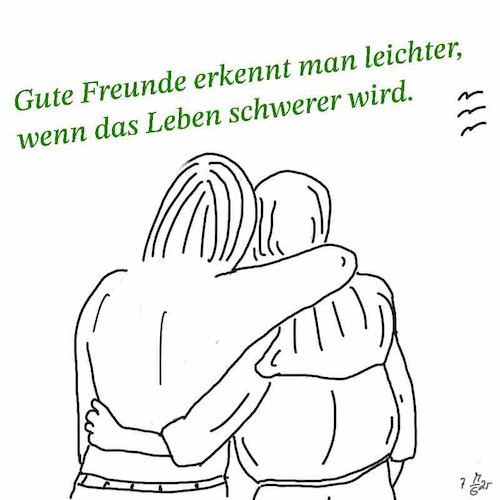 Cartoon: Gute Freunde (medium) by legriffeur tagged freund,freundin,freunde,zeiten,alltag,leben,freundschaft