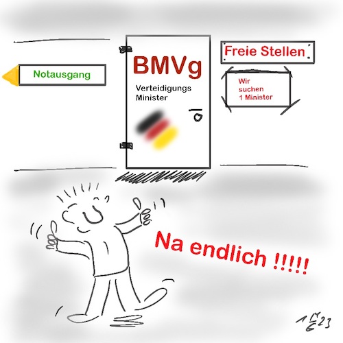 Cartoon: Lambrecht ist endlich weg (medium) by legriffeur tagged bund,bundesregierung,bundeswirtschaftsminister,bundeswehr,armee,deutschland,rücktritt,rücktrittvomamt,stilloserabgang,unserland,deutschlanddeinepolitiker,nato