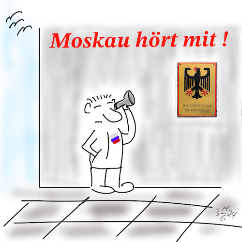 Cartoon: Lauschangriff (medium) by legriffeur tagged bundeswehr,spionage,lauschangriff,deutschland,offiziere,russland,verteidigung,nato,ukrainekrieg,putin,geheimdienst