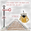 Cartoon: GDL Streik (small) by legriffeur tagged bahn,db,gdl,streik,bahnstreik,tarifkonflikt,lokführer,bahnvorstand,löhne,deutschland
