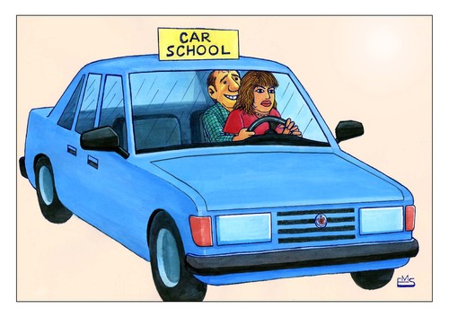 Cartoon: Car School (medium) by Makhmud Eshonkulov tagged car,school