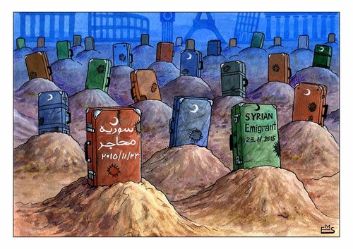 Cartoon: Graves of Emigrants (medium) by Makhmud Eshonkulov tagged migration