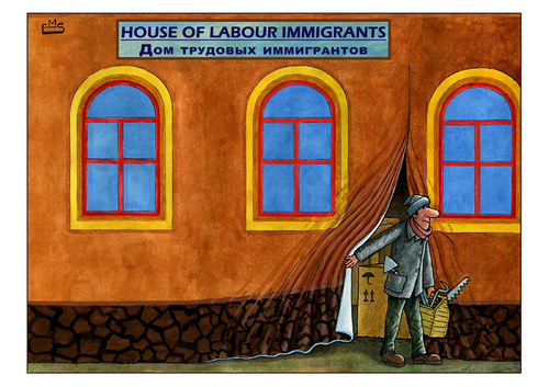 Cartoon: Laobour Immigrants (medium) by Makhmud Eshonkulov tagged labour,immigrants