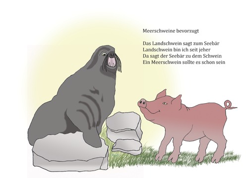 Cartoon: Meerschweine bevorzugt (medium) by gege tagged seehund,meerschwein,schwein,seebär,tiere,tier
