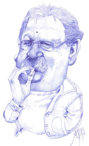 Cartoon: Paco Ignacio Taibo II (medium) by Mau tagged historiador,che,guevara,novelanegra,policiaca,belascoaran,shayne