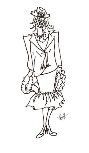 Cartoon: Line Drawing in Ink (medium) by cindyteres tagged line,drawing,sketch,lady,catwalk,fashion,design,woman,female,girl,dress