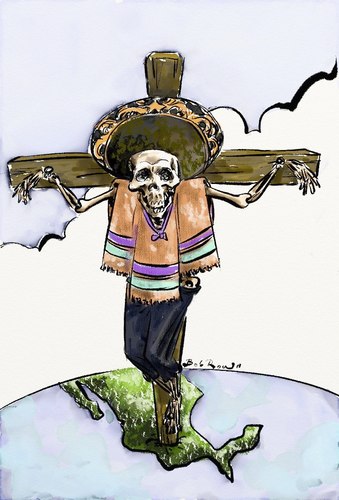 Cartoon: Artenarco (medium) by Bob Row tagged mexico,art,drugs