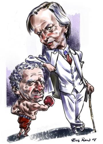 Cartoon: Norman Mailer and Tom Wolfe (medium) by Bob Row tagged mailer,wolfe,writer,literature