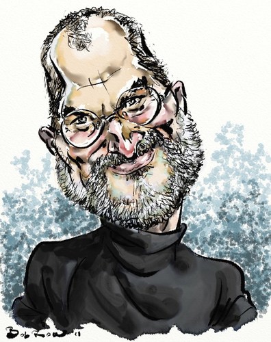 Cartoon: Steve Jobs (medium) by Bob Row tagged jobs,apple,technology,ipad,iphone