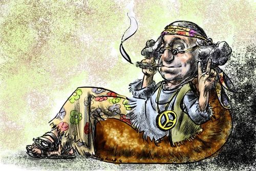 Cartoon: Washington hippie (medium) by Bob Row tagged washington,drugs,marijuana,deregulation,democracy,usa