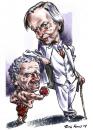 Cartoon: Norman Mailer and Tom Wolfe (small) by Bob Row tagged mailer,wolfe,writer,literature