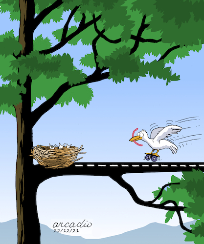 Cartoon: Bird port. (medium) by Cartoonarcadio tagged humor,cartoon,trees