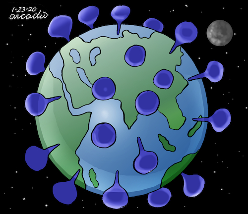 Cartoon: Coronavirus. (medium) by Cartoonarcadio tagged coronavirus,asia,china,medicine,health
