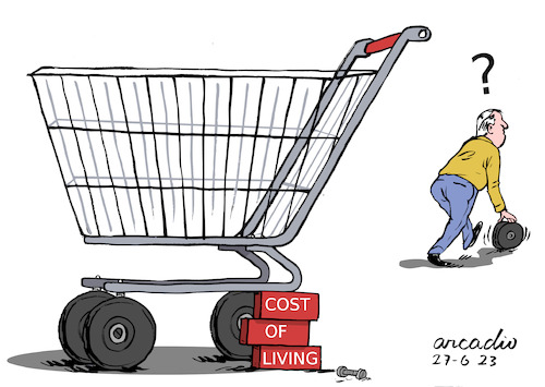 Cartoon: Cost of living (medium) by Cartoonarcadio tagged shopping,economy,inflation,crisis,unemployment