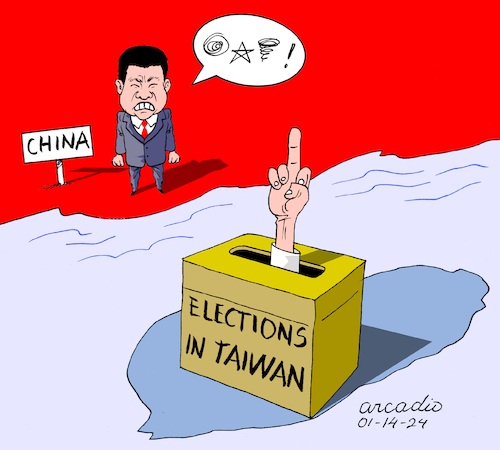 Cartoon: Elections in Taiwan. (medium) by Cartoonarcadio tagged china,taiwan,independence