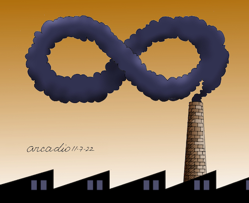 Cartoon: Eternal Pollution. (medium) by Cartoonarcadio tagged planet,earth,environment,cop,27,pollution,climate,change