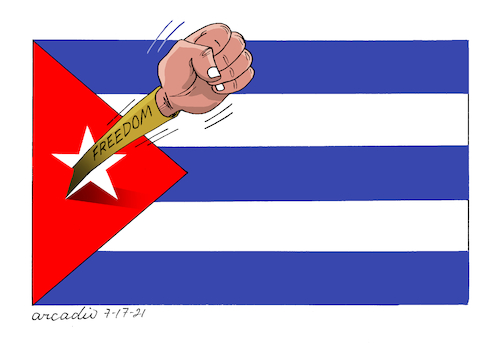 Cartoon: Freedom. (medium) by Cartoonarcadio tagged cuba,communism,freedom,democracy,dictatorship
