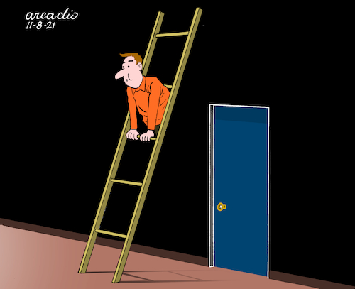 Cartoon: Insolite ladder. (medium) by Cartoonarcadio tagged humor,cartoon,entertaiment