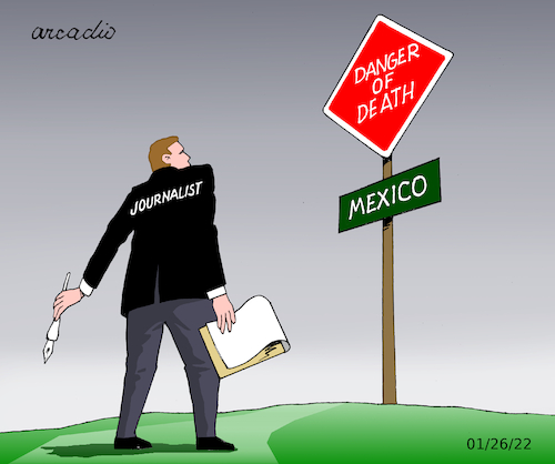 Cartoon: Journalists in danger. (medium) by Cartoonarcadio tagged press,journalist,mexico,human,rights