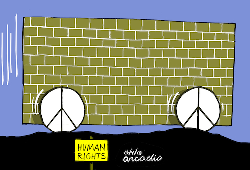 Cartoon: No more walls in the borders. (medium) by Cartoonarcadio tagged trump,walls,borders,immigration