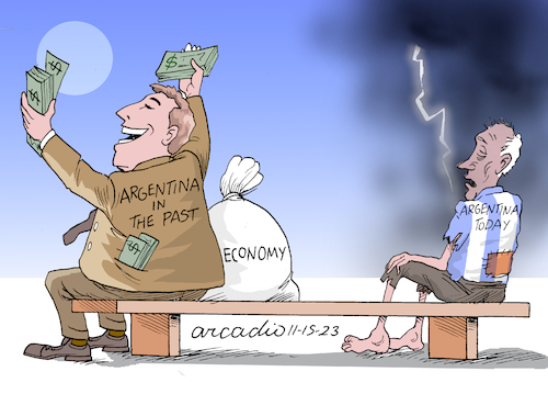 Cartoon: Poor Argentina (medium) by Cartoonarcadio tagged argentina,economy,crisis,poverty