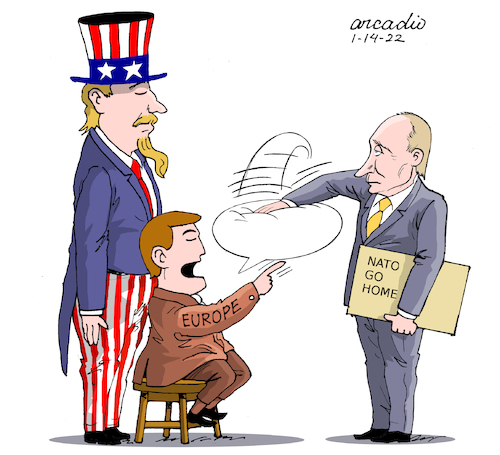 Cartoon: Putin prefers the U.S. (medium) by Cartoonarcadio tagged putin,biden,usa,nato,europe