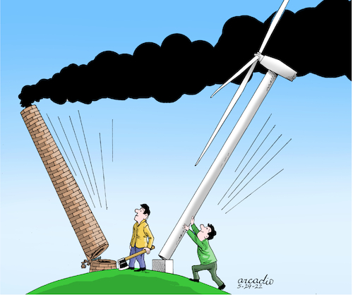 Cartoon: Replacement of energies. (medium) by Cartoonarcadio tagged energy,environment,world,climate,change
