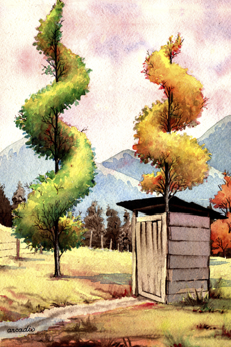 Cartoon: Surrealist trees (medium) by Cartoonarcadio tagged nature,watercolor,surrealism,trees