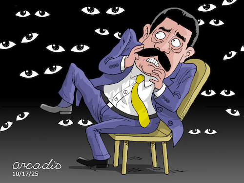 Cartoon: The CIA operates in Venezuela. (medium) by Cartoonarcadio tagged cia,maduro,spies,dictator