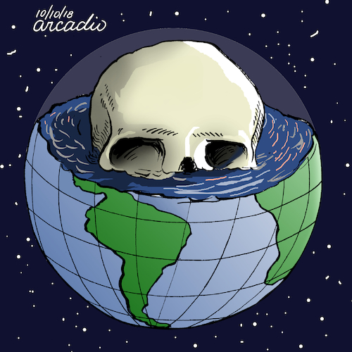 Cartoon: The dying planet. (medium) by Cartoonarcadio tagged earth,planet,pollution,comsumption,global,warming