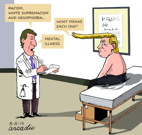 Cartoon: The illnesses of Trump. (medium) by Cartoonarcadio tagged trump,us,president,government,washington