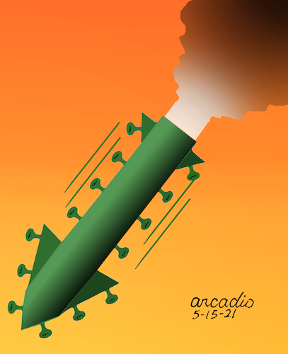 Cartoon: The Middle east deadly virus. (medium) by Cartoonarcadio tagged middle,east,israel,gaza,palestine,asia,missiles,war