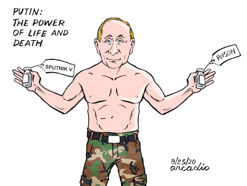 Cartoon: The power of life and death. (medium) by Cartoonarcadio tagged putin,navalny,russia,opposition,europe
