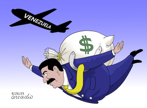 Cartoon: The thoughts of Maduro. (medium) by Cartoonarcadio tagged maduro,venezuela,conflicts,terrorism