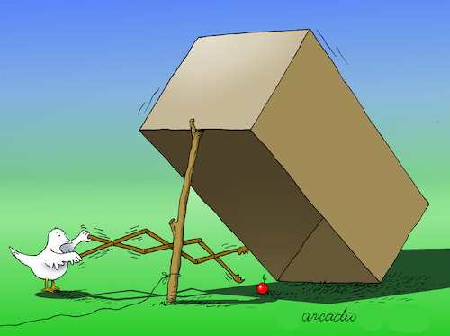 Cartoon: The trap and the smart bird. (medium) by Cartoonarcadio tagged bird,trap,humor,enterteinment,the