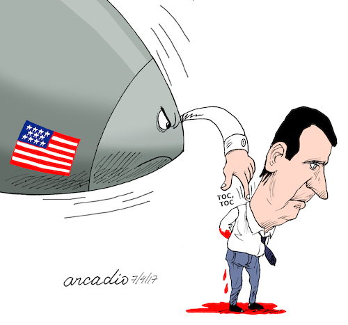 Cartoon: Toc Toc Hey Assad (medium) by Cartoonarcadio tagged assad,syiria,putin,trump,us,army,usa,middle,east,toc
