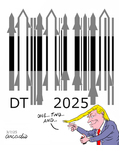 Cartoon: Trade war of Trump. (medium) by Cartoonarcadio tagged trade,war,economy,tariffs,trump