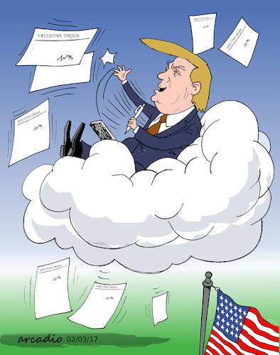 Cartoon: Trump no connected with world. (medium) by Cartoonarcadio tagged trump,us,president,usa,republicans