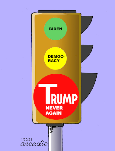 Cartoon: Trump...never again? (medium) by Cartoonarcadio tagged trump,biden,us,democracy,washington