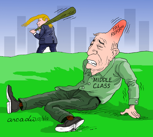 Cartoon: US Tax Reform. (medium) by Cartoonarcadio tagged tases,trump,tax,reform,usa,us,government