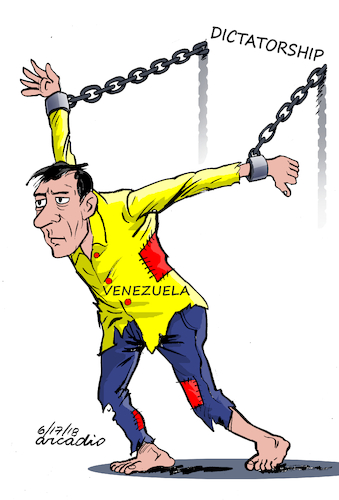 Cartoon: Venezuela and the dictatorship. (medium) by Cartoonarcadio tagged venezuela,dictatorship,socialism