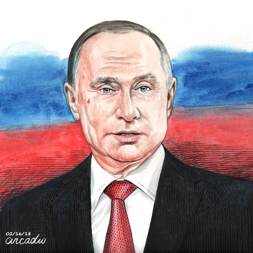 Cartoon: Vladimir Putin portrait. (medium) by Cartoonarcadio tagged putin,russia,europe,moscow,kremlin,politician