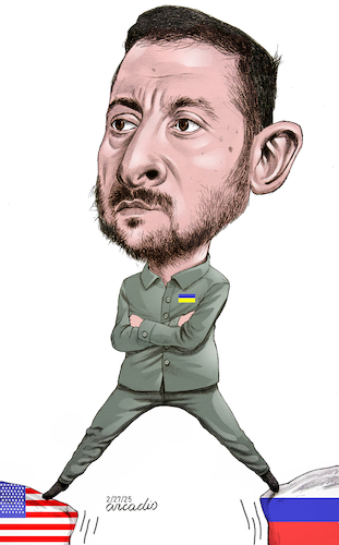 Cartoon: Volodimir Zelensky-Ukraine (medium) by Cartoonarcadio tagged zelensky,ukraine,russia,usa