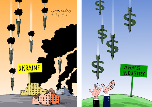 Cartoon: War is a business. (medium) by Cartoonarcadio tagged war,russia,putin,zelensky