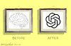 Cartoon: Evolution of the human brain. (small) by Cartoonarcadio tagged human,brain,technology