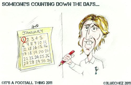 Cartoon: Luka Modric - Counting the days (medium) by bluechez tagged spurs,tottenham,hotspur,football,chelsea,transfers,croatia